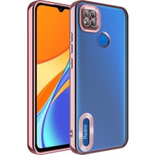 HTstore Xiaomi Uyumlu  Redmi 9c Kılıf Kamera Korumalı Logo Gösteren Zore Omega Kapak-Rose Gold