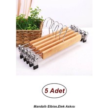 Lemmoni 5 Adet Ahşap Askı Mandallı Pantolon Etek Askısı