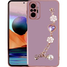 HTstore Xiaomi Uyumlu  Redmi Note 10 Pro Kılıf El Tutamaçlı Kamera Korumalı Zore Taka Silikon Kapak-Mor