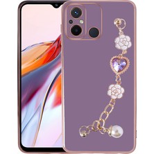 HTstore Xiaomi Uyumlu  Redmi 12C Kılıf El Tutamaçlı Kamera Korumalı Zore Taka Silikon Kapak-Mor
