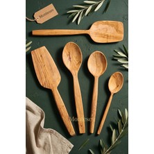 Montesev Zeytin Ağacı Ahşap Tahta Kaşık Spatula Seti ( Zeytin Ağacı ) Ağaç Kaşık