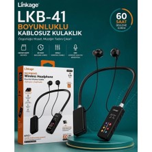 Linkage Lkb-41 Boyun Askılı Kablosuz Bluetooth Kulaklık Sporcu Mikrofonlu Dijital Ekranlı -Enc Gürültü Azaltma & Sd Kart Destekli