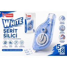 Adel White Şerit Silici 5mm x 8m | Düzeltme Şeridi | Hızlı ve Temiz Düzeltme Bandı | Okul Ofis Kırtasiye