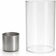 Bee Candle Home Masaüstü Şömine Uyumlu Yakıt Haznesi ve Cam Seti | Metal Bioethanol Haznesi ve Isıya Dayanıklı Borosilikat Cam