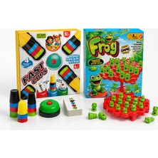 NeUygun Aile Eğlence Paketi 2'li Oyun Seti Süper Bardaklar Hızlı Bardak Dizme Oyunu ve Frog Kurbağa Denge Oyunu Çocuk ve Aile Aktivite Oyunu Seti