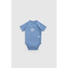 Little Gusto Organik Pamuk Kısa Kollu Kruvaze Zıbın Mavi