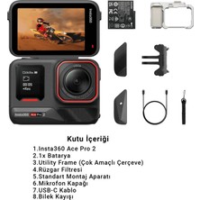 Insta360 Ace Pro 2 Xplorer Bundle 8K Aksiyon Kamera Siyah / Gümüş Deklanşör Düğmeli Tutma Aparatlı Set