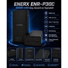 Enerx ENR-P30C 30.000 mAh Taşınabilir Şarj Cihazı 2.1A Çıkış Gücü ve Çoklu Cihaz Uyumu LED Göstergeli Powerbank