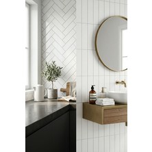Karo Metro 10X30 (1m2)Flat White Glossy Duvar Seramiği Mutfak Tezgah Arası ve Banyo Fayansı