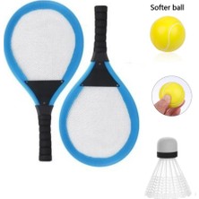 Arenes Badminton Seti ve Soft Tenis Topu - Rkt-35 - Mavi (Lisinya)