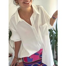 Lasorella Butik Kadın Beyaz Oversıze Gömlek