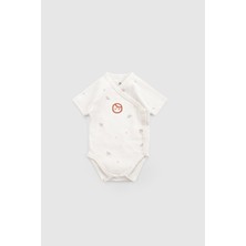 Little Gusto Organik Pamuk Kısa Kollu Kruvaze Zıbın Beyaz