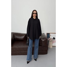 Esma Gündoğdu Asel Oversize Gömlek Siyah