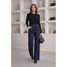 Esma Gündoğdu Işıltılı Denim Pantolon Lacivert