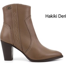 Gönderi(r) Kadın Vizon Antik  Fermuarlı Sivri Burun Hakiki Deri Bot