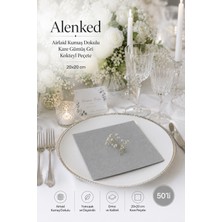 Alenked Gri Kokteyl Peçete Airlaid Kumaş Dokulu Kare Gümüş 20X20 cm 50'li