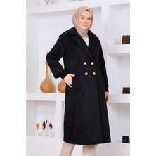 Esma Gündoğdu Düğmeli Kaban Siyah
