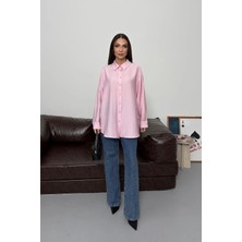 Esma Gündoğdu Asel Oversize Gömlek Pembe