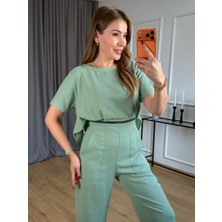 Size Özgü Mint Yeşili Fermuar Detaylı Tulum