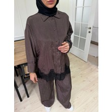 Butik Duyawear Kahve Dantelli Takım