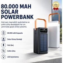 Hızlı Store 80.000 Mah Solar Güneş Enerjili Powerbank  Hızlı Şarj  Taşınabilir Aydınlatma  Çoklu Çıkış