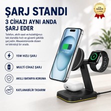 Hızlı Store MagSafe 3-in-1 Manyetik Kablosuz Şarj İstasyonu 15W – iPhone, Apple Watch ve AirPods için Hızlı Wireless Charging Stand