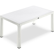 Novussi Classi 150 Rattan Dikdörtgen Camsız Masa - Beyaz