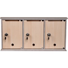 Selena Kilitli Ahşap Posta Kutusu 3'lü Akça Renk 60 cm x 31 cm x 8 cm MDF Malzemeden Üretilmiştir