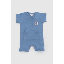 Little Gusto Organik Pamuk Bebek Şort Tulum Mavi