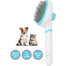 Happy Toozey HT08 Otomatik Temizlenen Tuşlu Evcil Hayvan Fırçası Kedi Köpek Tüy Toplayıcı Tarak Beyaz