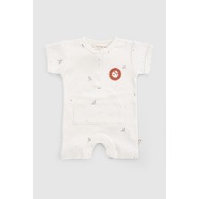 Little Gusto Organik Pamuk Bebek Şort Tulum Beyaz
