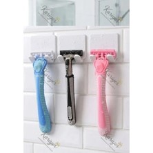 3'lü Permatik Tutucu - Yapışkanlı Banyo Düzenleyici - Jilet Tutucu Aparat - Çok Amaçlı Banyo Askısı