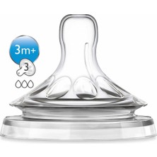 Philips Avent Natural Biberon Emziği Silikon 3 Delik 3 Ay ve Üstü İçin Uygun Konforlu Tasarım