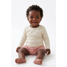 Ekru Basic  Çıtçıtlı Uzun Kollu Bebek Tişört