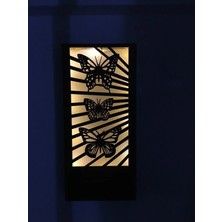 Mikasso Kelebek Motifi Desenli Pilli Peri LED Ahşap Duvar Dekoru 36X18CM (Piller Dahil) Ahşap Siyah