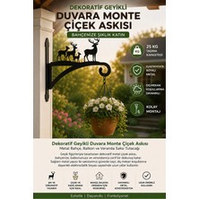 Saklı Home Dekoratif Geyik Figürlü Metal Duvara Monte Çiçek Askısı-Dış Mekan Askı-Bahçe Saksı Tutacağı