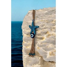 Mikasso Nazar Boncuklu Seramik Deniz Yıldızı Figürlü El Yapımı Dekoratif Duvar Süsü Eşyası 10X36 cm Seramik