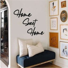 Mikasso Home Sweet Home Duvar Tablosu Dekoratif Ahşap Tablo Kapı Süsü Ahşap Siyah