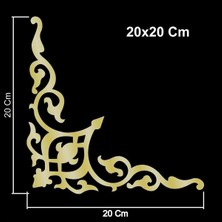 Mikasso Dekoratif Yapışkanlı Mobilya Dolap Süsü Bordür 20 x 20 cm Köşe Aynalı Pleksi 4 Adet Gold Gümüş Akril