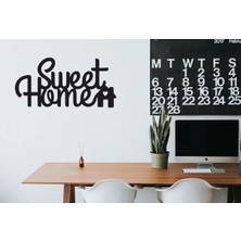 Mikasso Home Sweet Ev Temalı Ahşap Mdf Duvar Dekorasyonu Ahşap Siyah