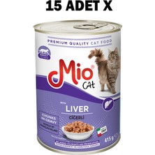 Mio Kedi Konserve - Ciğerli Yaş Mama 415 gr Süper Premium Kalite x 15 Adet Yetişkin Kediler İçin