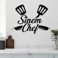 Mikasso Chef Mutfak Yazısı Ahşap Siyah