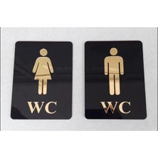 Mikasso Dekoratif Wc Yönlendirme Tabelası - Kadın & Erkek 2'li Siyah