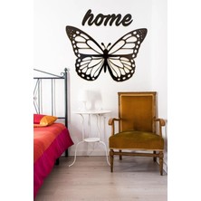 Mikasso Siyah Ahşap Kelebek ve Home Duvar Dekoru Salon Oturma Odası Antre Kapı Süsü Için 50X30CM Mdf Tablo A