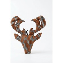 Mikasso Geyik Başı Dekoratif Duvar Süsü - 21X26 cm Içi Dolgulu Peluş Duvar Aksesuarı Çok Renkli Pamuk
