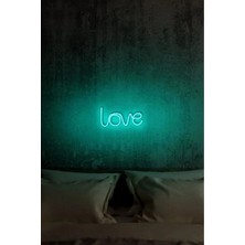 Mikasso Neon LED Tabela - Love Akrilik Turkuaz