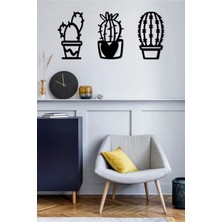 Mikasso Lazer Kesim Ahşap Duvar Dekoru - 3 Parça - 60X27CM Ahşap Siyah