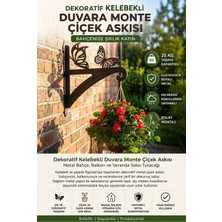 Saklı Home Dekoratif Butterfly Figürlü Dekoratif Duvara Monte Çiçek Askısı | Metal Bahçe, Balkon ve Veranda Saksı Tutacağı