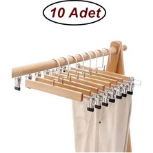 Lemmoni 10 Adet Ahşap Askı Mandallı Pantolon Etek Askısı