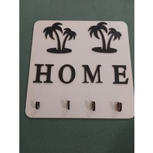 Mikasso Palmiye Home Dekoratif Anahtar Askılığı Ahşap Mdf Dekorasyon Ahşap Beyaz